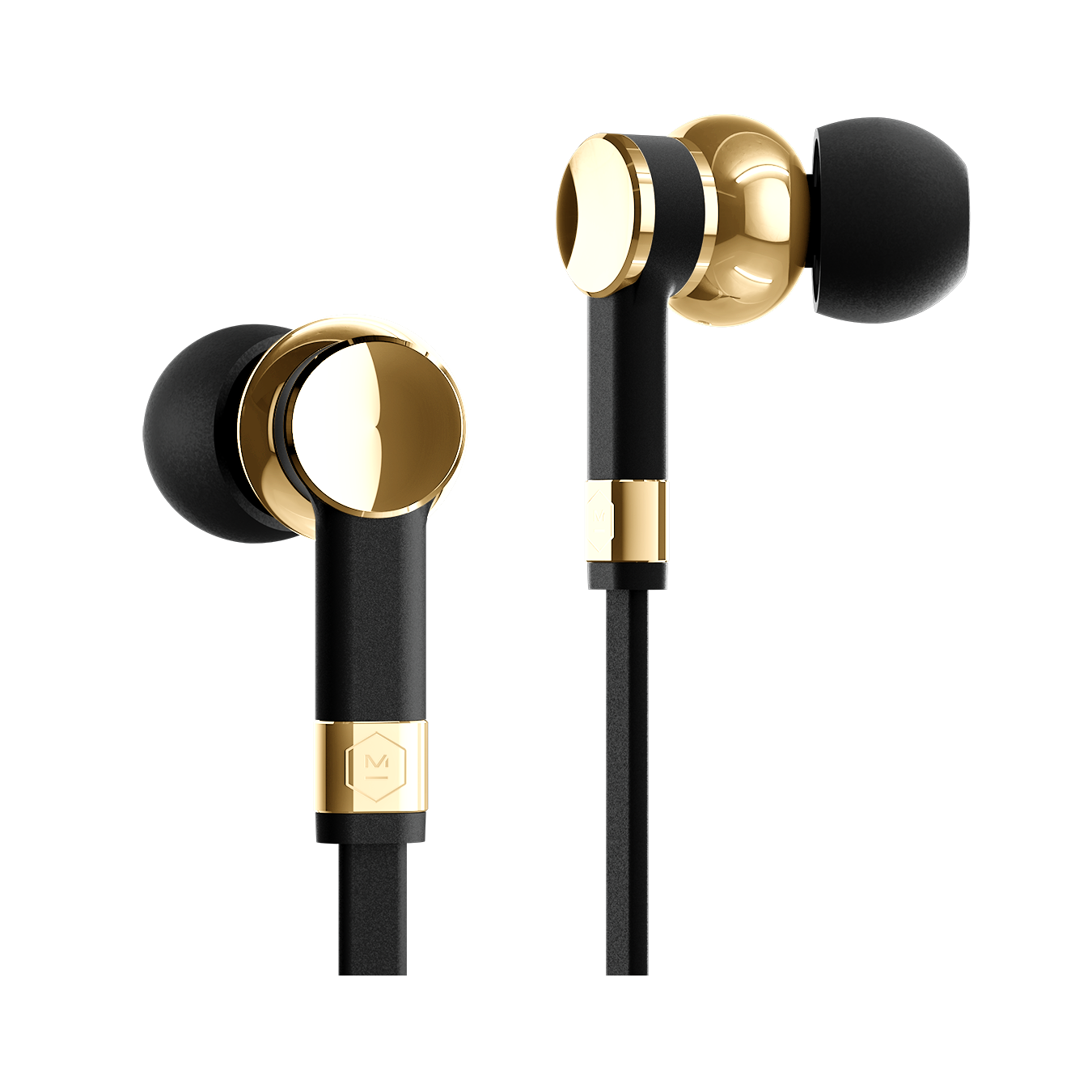 Wired black and gold ME05 Earphones against a white background | gallery ME05GD-MK2