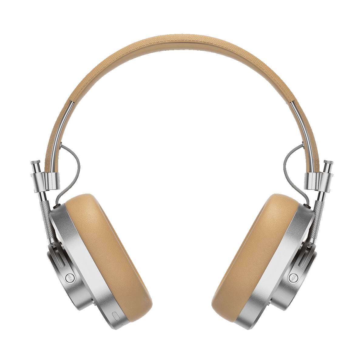 Front view of silver and tan MH40 Wireless Headphones showing ear pads and headband | gallery MH40S6-W2